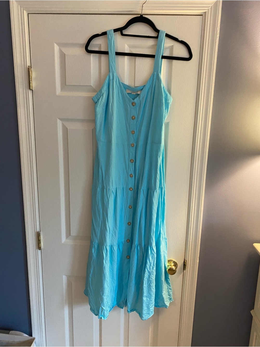 Ann Taylor loft size 8 teal blue sleeveless midi dress EUC